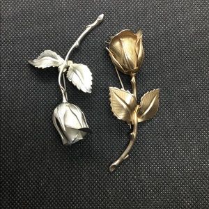 TWO GIOVANNI ROSE PINS/BROOCHES